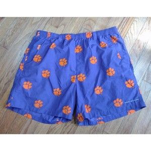 Men’s Columbia PFG Purple/Org Swim Trunks SZ Lg Mesh Lined Omni-Shade Drawstring